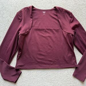 Express Body Contour High Compression Square Neck Long Sleeve Top Tee Shirt XL